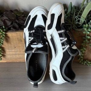 Lands End - Light Wear  Toggle Athletic Shoe in Black & White
